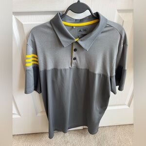 Adidas Gray and Yellow Polo Shirt. Size L.